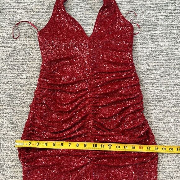 NWT Susana Monaco Sequin V-Neck Halter Dress in Berries Small - Picture 10 of 14